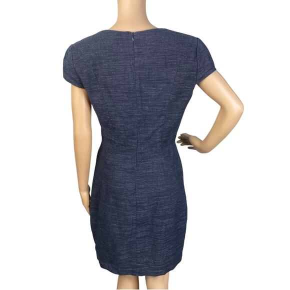 L'Agence Dark Blue Denim Minimalist Cap Sleeve Sheath Dress SZ 8 - Picture 7 of 10